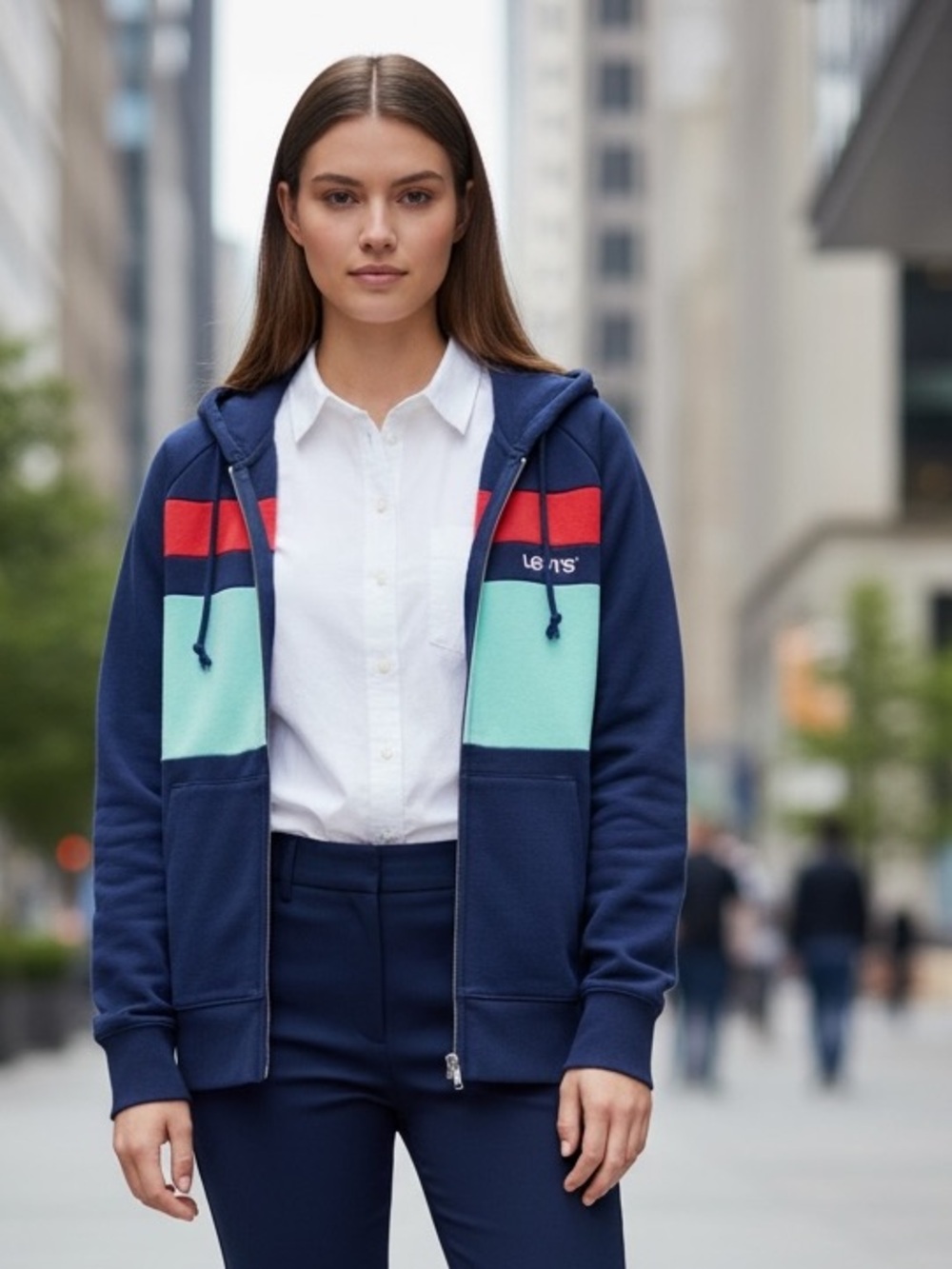 NWT 90s Inspired Levi's Striped Zippered Hoodie Jacket Striped XXL